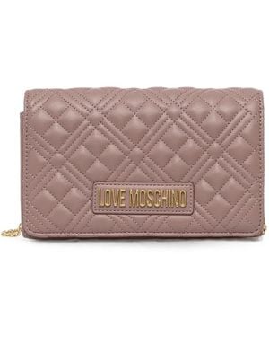 Love Moschino Logo-Lettering Quilted Crossbody Bag - Grey