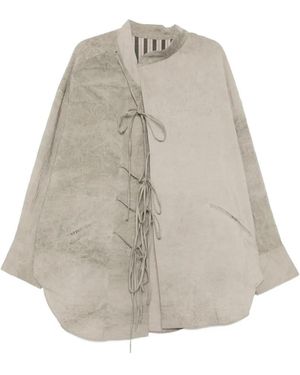 Ziggy Chen Tie-Fastening Panelled Shirt - White