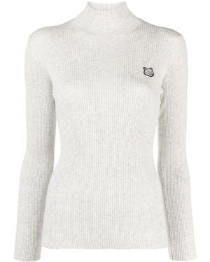 Maison Kitsuné Fox Head Turtle-neck Jumper - White