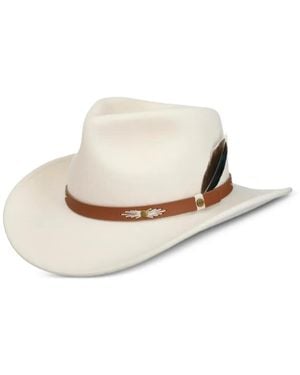 Stetson Chapeau En Feutre À Détails De Plumes - Blanc