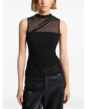 MARCELLA Amila Mesh-Layered Top - Black