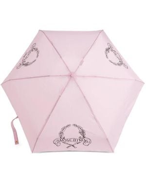 Moschino Logo-Print Folding Umbrella - Pink