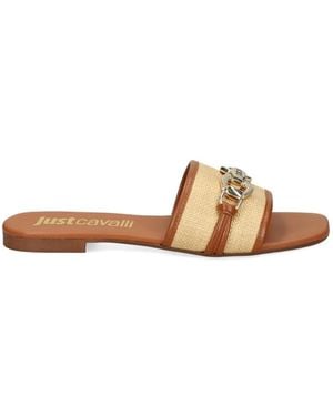 Just Cavalli Chain-Embellished Sandals - Natural