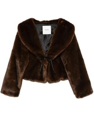 Nanushka Shawl-Collar Tie-Fastening Jacket - Black