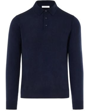 Paolo Pecora Gestricktes Poloshirt - Blau