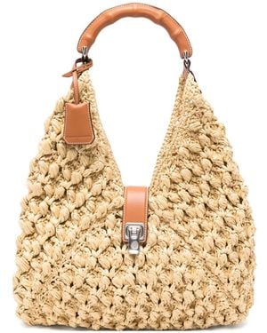 Ermanno Scervino Large Clio Woven Shoulder Bag - Natural
