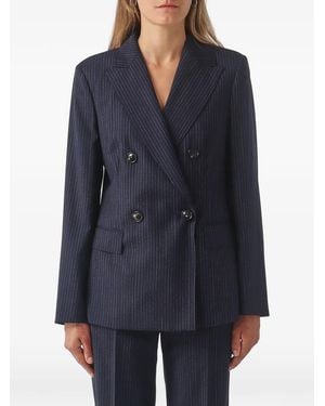 Max Mara Pinstripe Double-Breasted Blazer - Blue