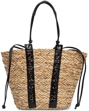 Lola Casademunt Logo-Perforated Interwoven Beach Bag - Black