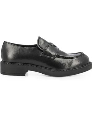 Prada Chocolate Square-Toe Loafers - Grey