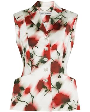 Patrick Mcdowell Embellished-Buttons Floral Waistcoat - Red