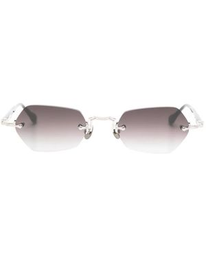 Matsuda Geometric-Frame Rimless Sunglasses - White