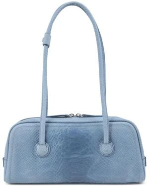 Marge Sherwood Soft Boston Python-Effect Leather Tote Bag - Blue