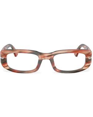 Persol Striped Rectangle-Frame Glasses - White