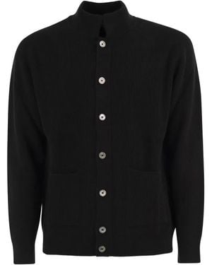 Fedeli Ribbed Cashmere Cardigan - Black