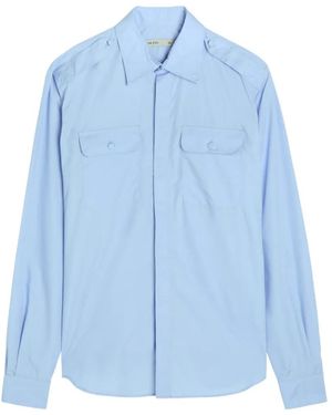 AARON ESH Epaulette-Detail Pocket-Front Shirt - Blue