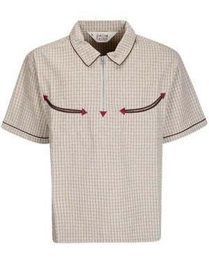 Brain Dead Western Checked Polo Shirt - Grey