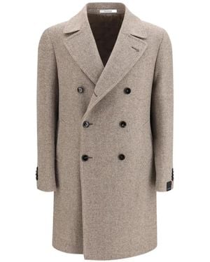 Tagliatore Herringbone-Pattern Double-Breasted Coat - Natural