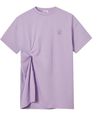 B+ AB Cat-Print Gathered T-Shirt - Purple