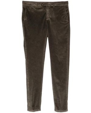 Canali Corduroy-Effect Belt-Loop Trousers - Grey