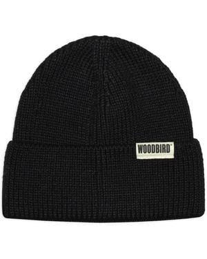 Woodbird Yupa Long Ribbed-Knit Beanie Hat - Black