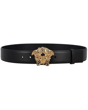 Versace La Medusa Leather Belt - White