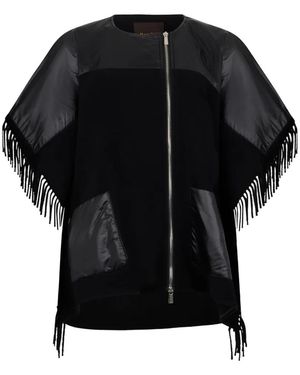 Moorer Solan Fringe Zip Jumper - Black