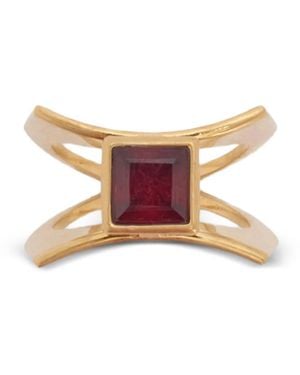Jil Sander Bague Gravée Ornée De Grenat - Pink