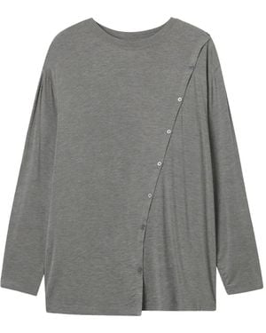 B+ AB Buttoned Long-Sleeve Top - Grey