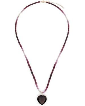 JIA JIA 14Kt Heart-Pendant Ruby And Smoky Quartz Necklace - Red