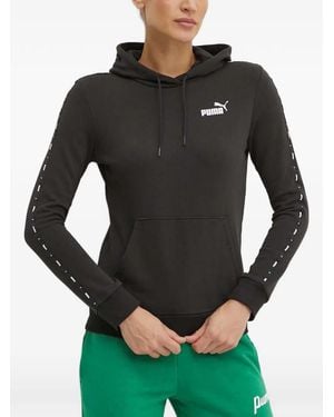 PUMA Logo-Print Tape-Detail Hoodie - Gray