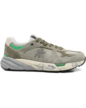 Premiata Logo-Appliqué Trainers - Green