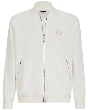 Brunello Cucinelli Chaqueta Con Parche Del Logo - Blanco