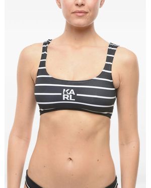 KARL LAGERFELD Gestreifter Bikini Mit Logo-Print - Schwarz