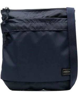 Porter-Yoshida and Co Logo-Patch Shoulder Bag - Blue