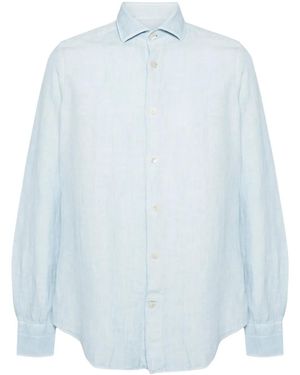 Eleventy Slub-Texture Linen Shirt - Blue
