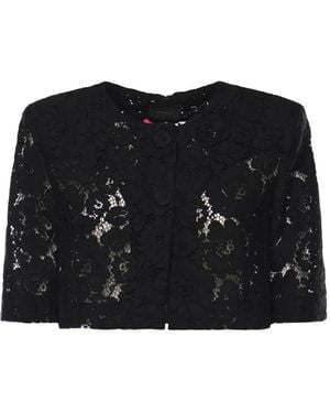 Pinko Lace Spencer Button-Up Cotton Jacket - Black