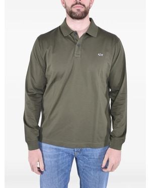 Paul & Shark Long-Sleeve Logo-Patch Polo Shirt - Green
