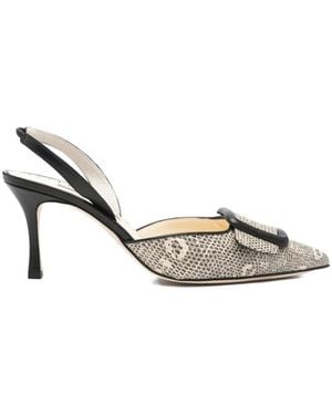 Manolo Blahnik Escarpins Mayslibi À Effet Peau De Lézard - Metallic