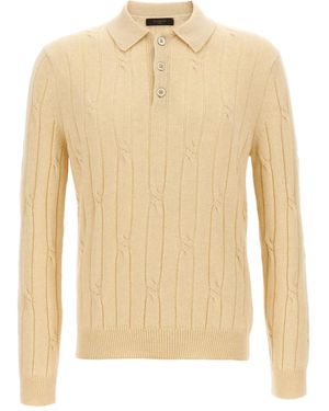 Zanone Cable-Knit Polo Shirt - Natural