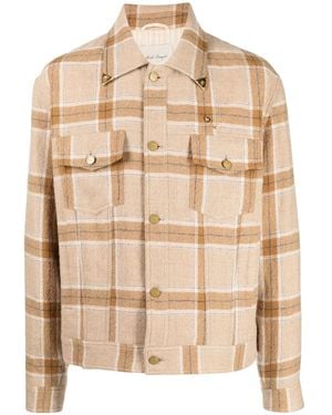 Nick Fouquet Plaid-Check Print Shirt Jacket - Natural