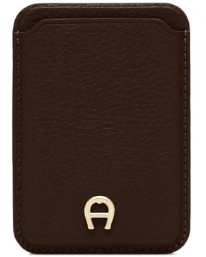 Aigner Paola Logo-Plaque Grained Leather Cardholder - Brown