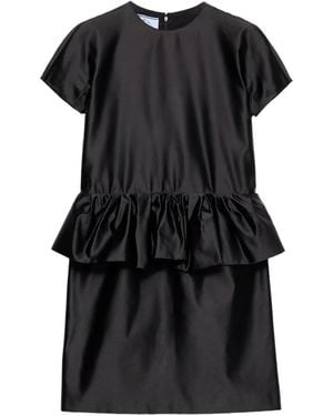 Prada Ruffled-Detail Mini Dress - Black