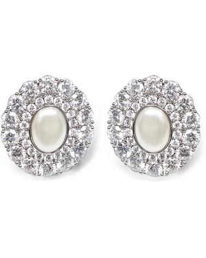 Self-Portrait Faux-Pearl Crystal-Embellished Earrings - White