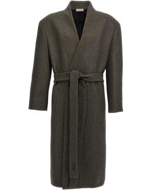 Fear Of God Collarless Coat - Black