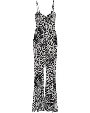 Norma Kamali Leopard-Print Jumpsuit - White