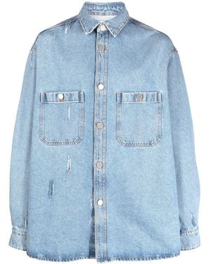 Hed Mayner Distressed-Effect Denim Shirt - Blue