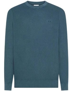 Sun 68 Crewneck Textured Knitwear - Blue