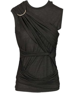 DURAZZI MILANO Draped Ring-Detail Top - Black