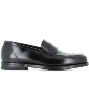 Green George Polished Strap Leather Loafers - White