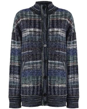 Missoni Oversized Wool-Blend Check Cardigan - Blue